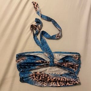 Halter Neck Cheetah Print Multi Color Crop Top